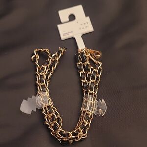 A New Day Gold Chain/Leather crossbody strap NWT